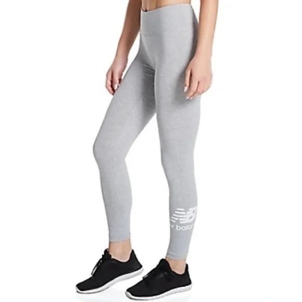New Balance Gray Athletic Leggings‎ Logo Stretch Activewear Women's XL NWT
